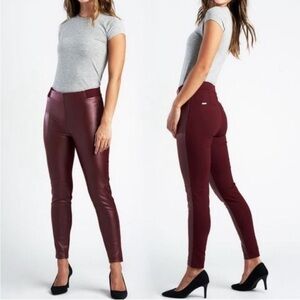 Betabrand Jett Dress Yoga Skinny Pants Faux Leather Cranberry Size XXL